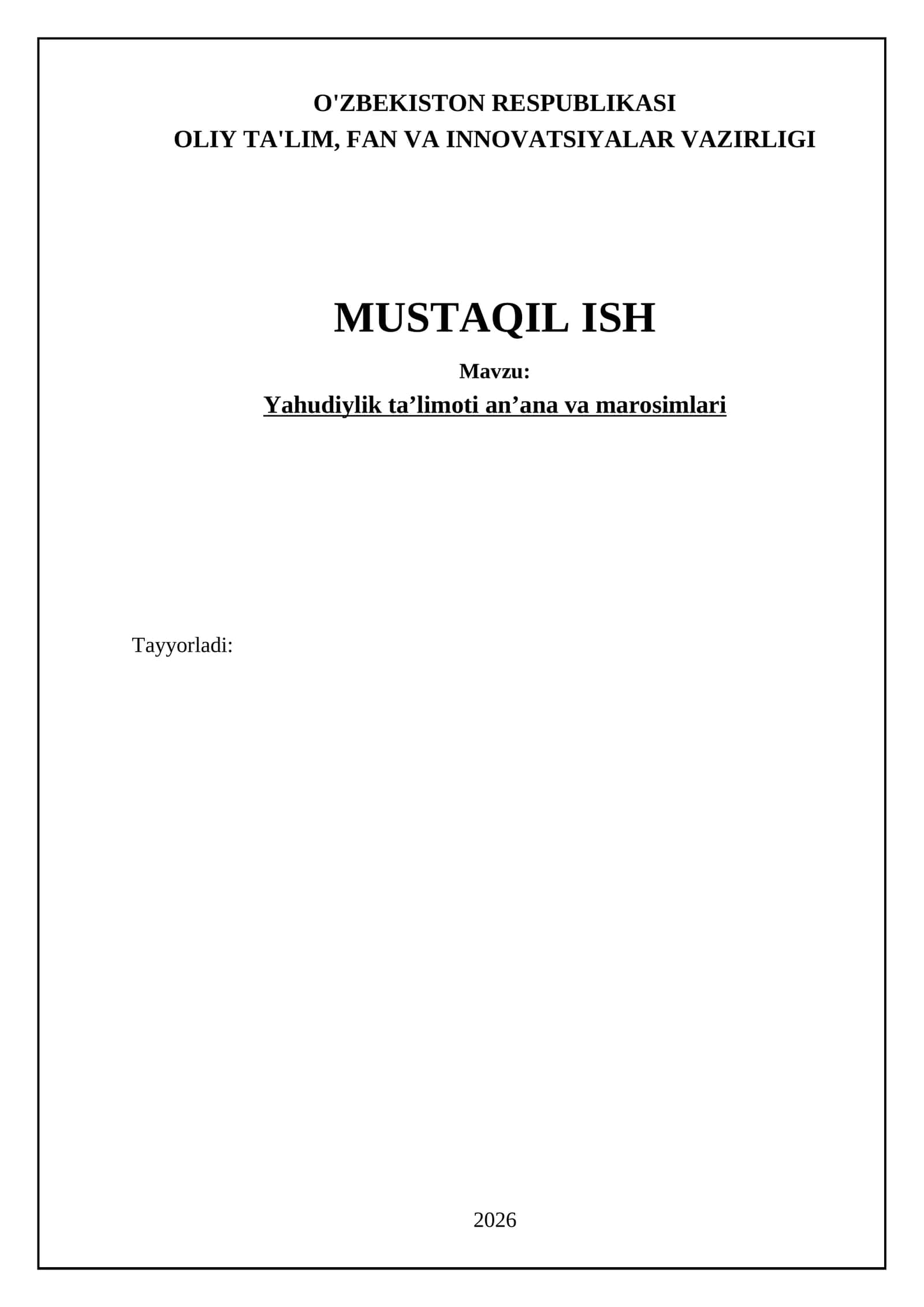 Yahudiylik ta’limoti an’ana va marosimlari 1