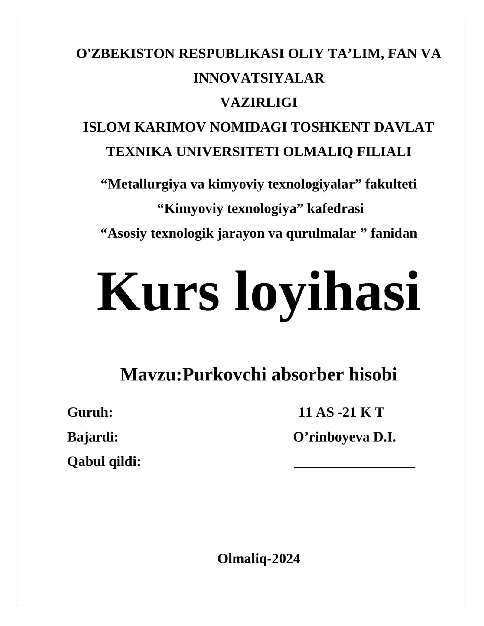 Purkovchi absorber hisobi 1