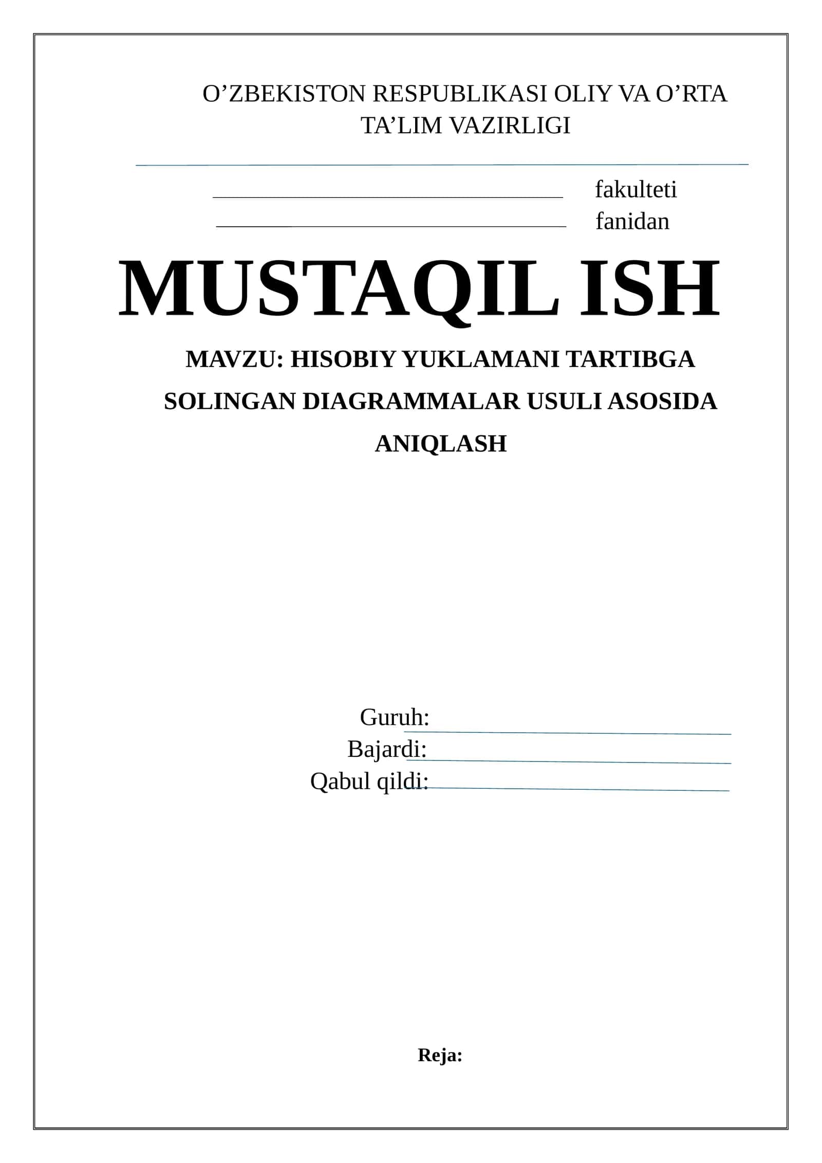 Hisobiy Yuklamani Tartibga Solingan Diagrammalar Usuli Asosida Aniqlash 1