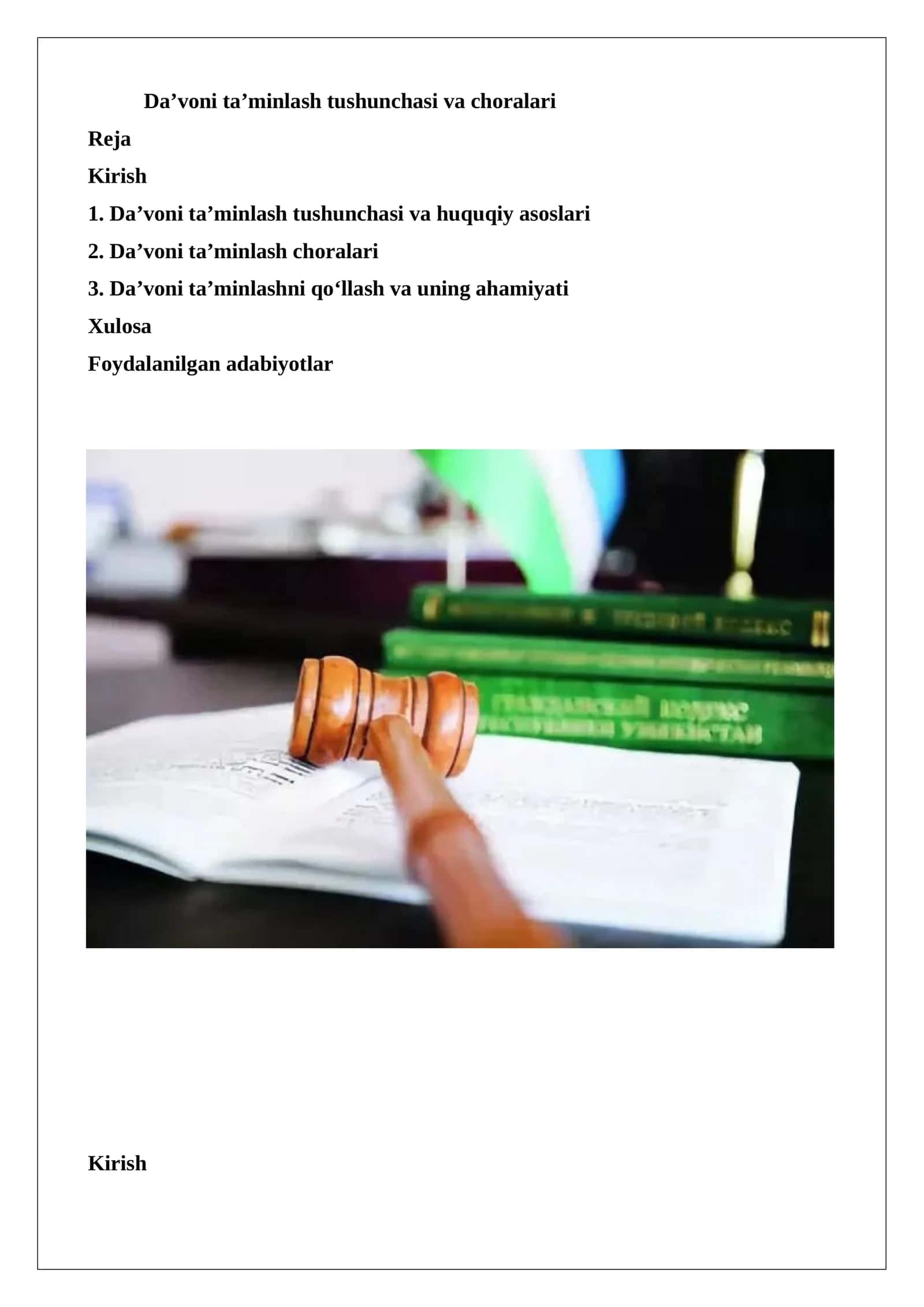 Da’voni ta’minlash tushunchasi va choralari 1