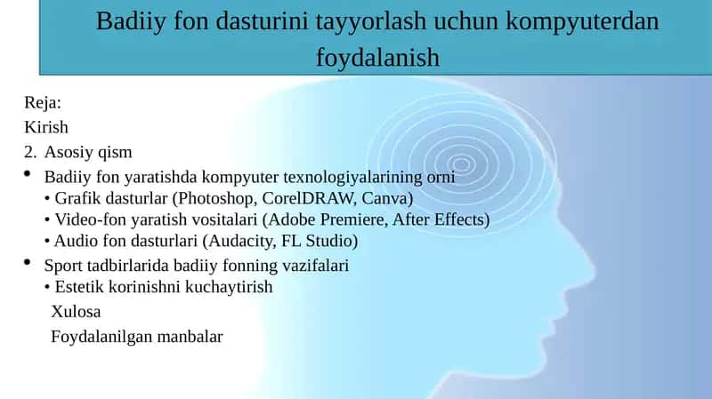 Badiiy fondasturini tayyorlash uchun kompyuterdan foydalanish 1