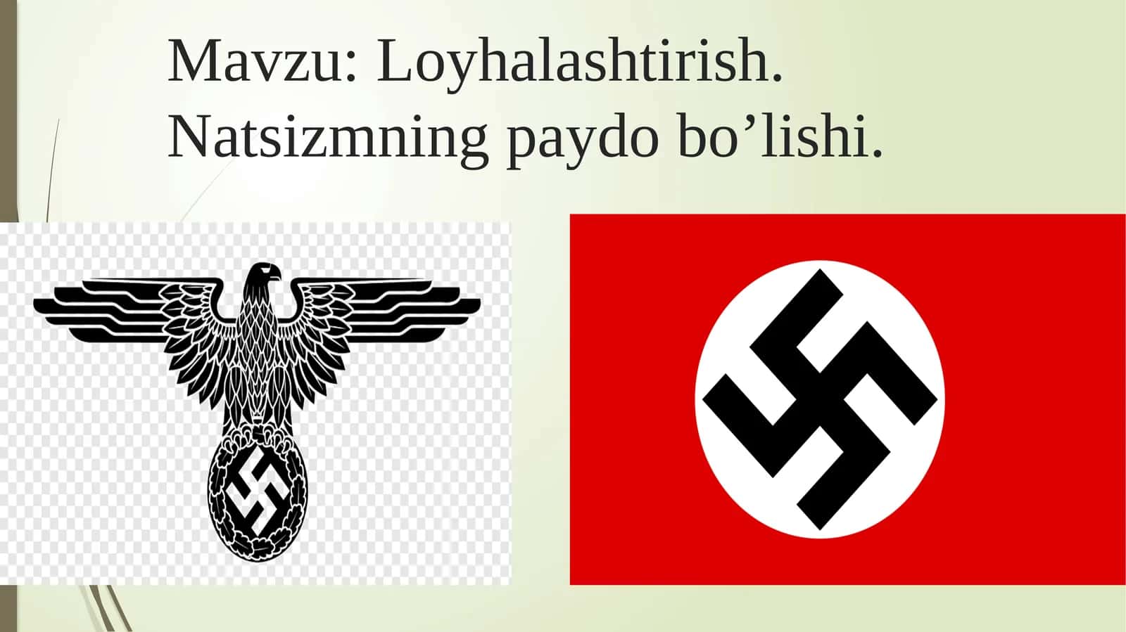 Loyhalashtirish. Natsizmning paydo bo’lishi. 1