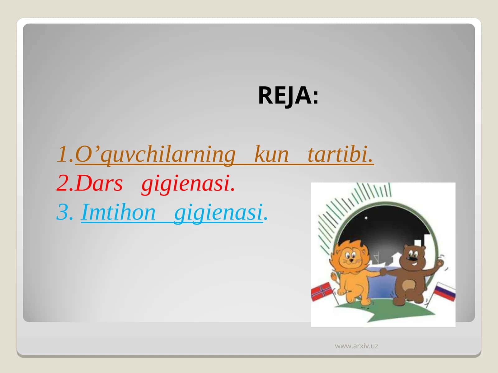 O’quvchilarning kun tartibi 1