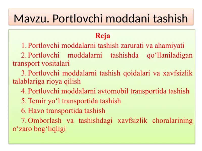 Portlovchi moddani tashish 1