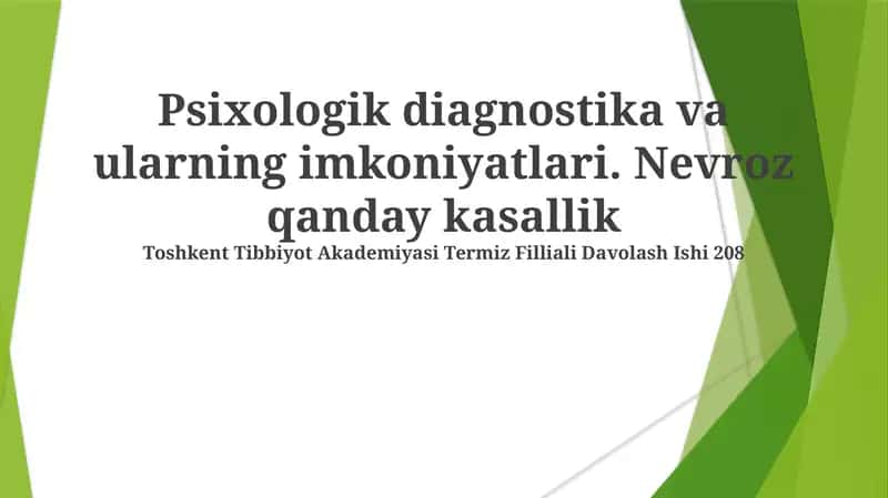 Psixologik diagnostika va ularning imkoniyatlari 1