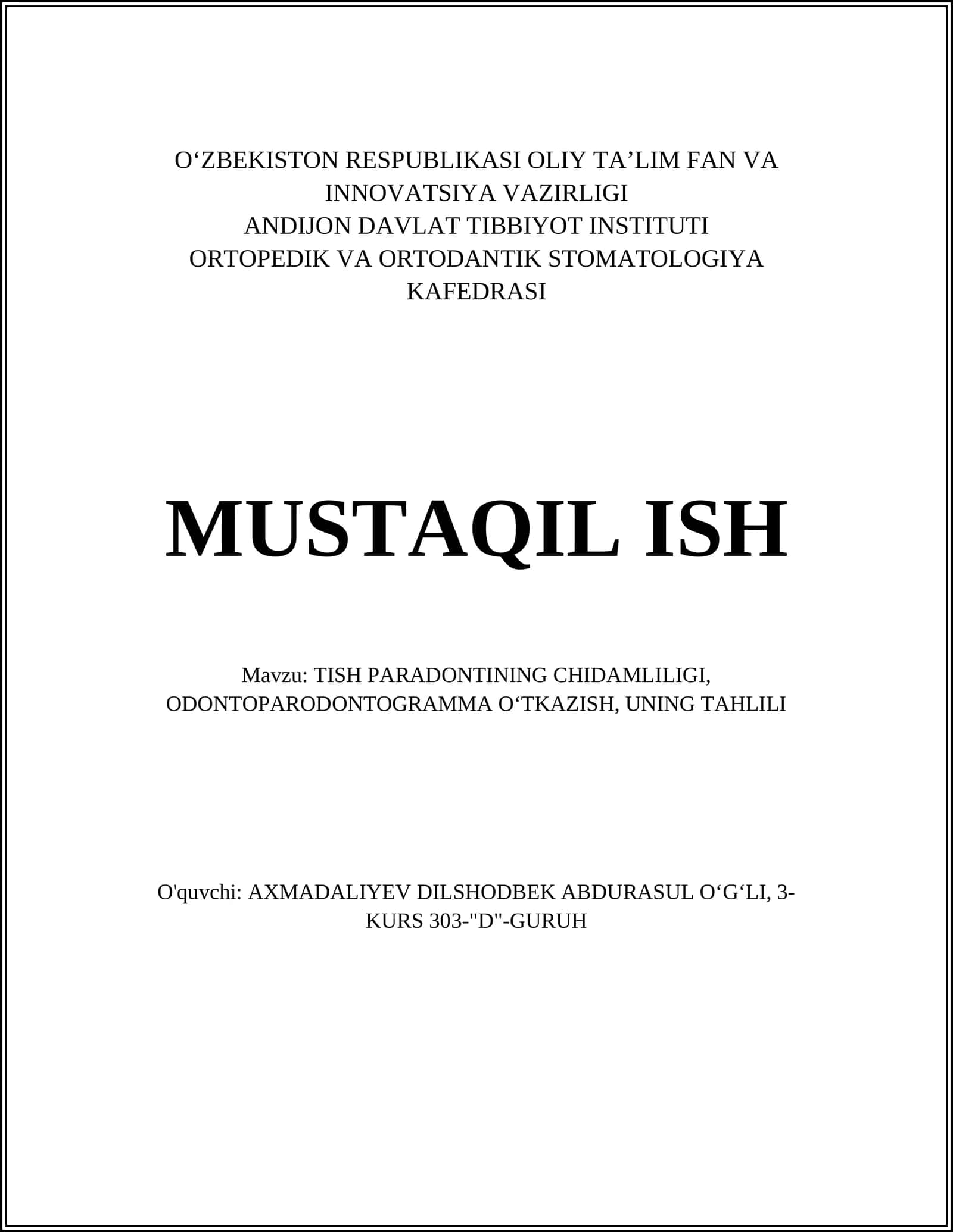 Tish paradontining chidamliligi 1