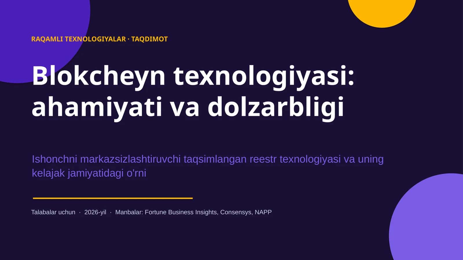 Blokcheyn texnologiyasi: ahamiyati va dolzarbligi 1