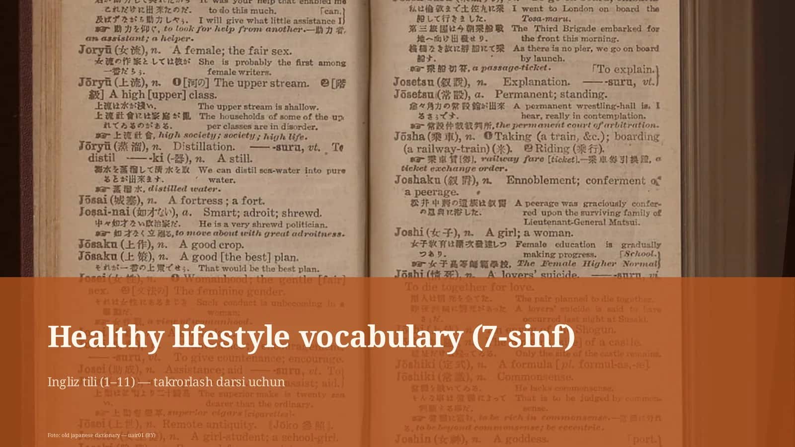 Healthy lifestyle vocabulary (7-sinf) 1