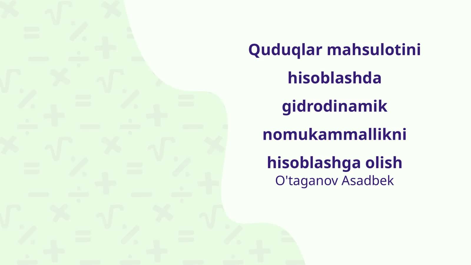 Quduqlar mahsulotini hisoblashda gidrodinamik nomukammallikni hisoblashga olish 1