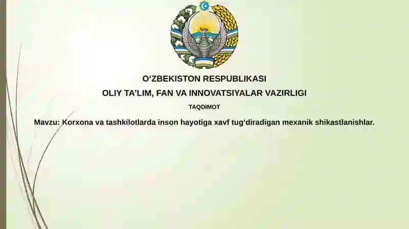 Korxonalarda mexanik jarohatlar
