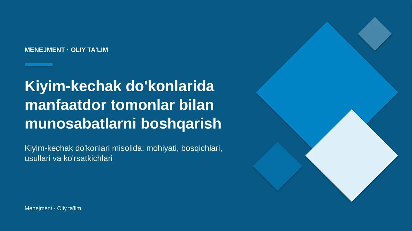 Kiyim-kechak do'konlarida manfaatdor tomonlar bilan munosabatlarni boshqarish 1