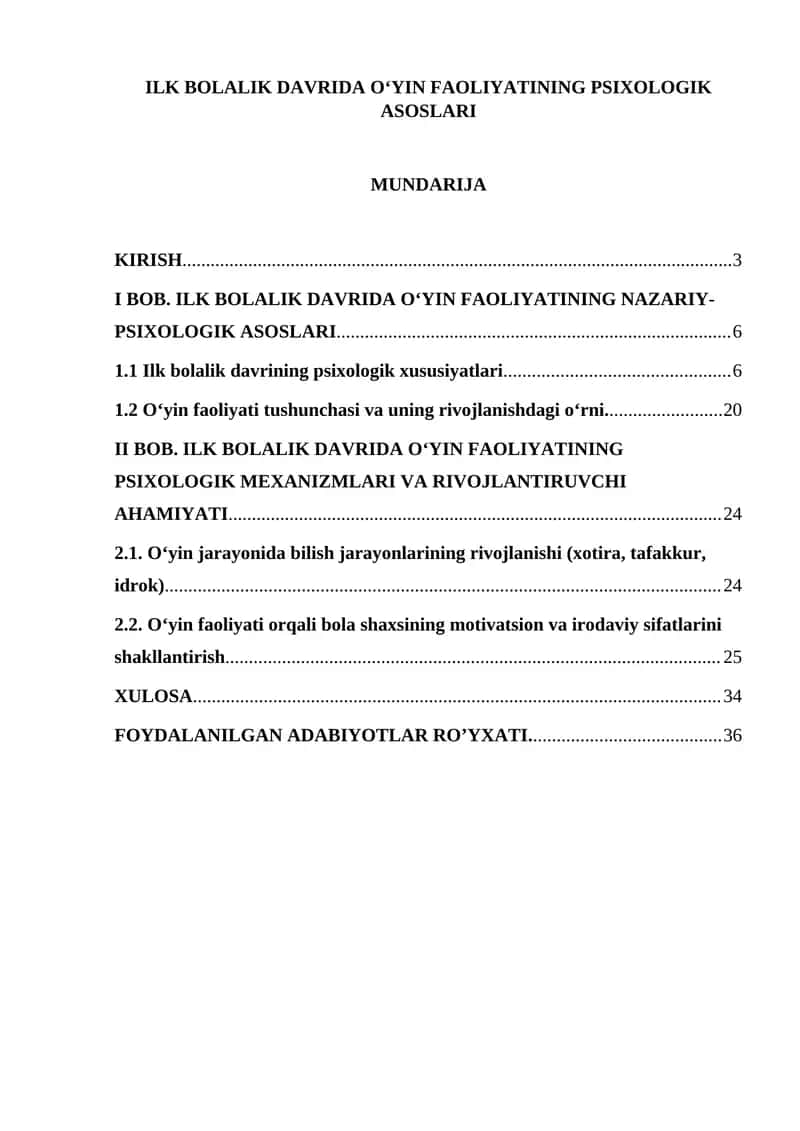 Ilk bolalik davrida o‘yin faoliyatining psixologik asoslari 1
