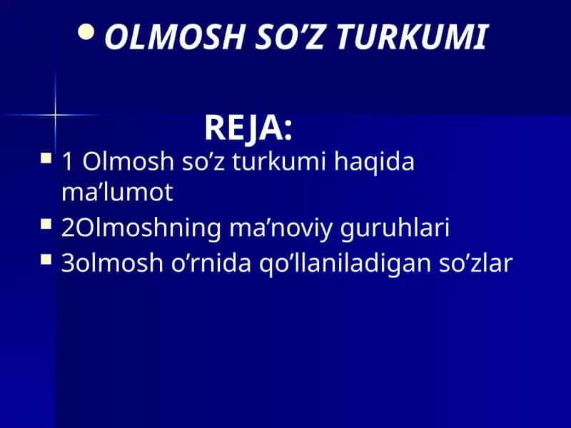 Olmosh So'z Turkumi 1