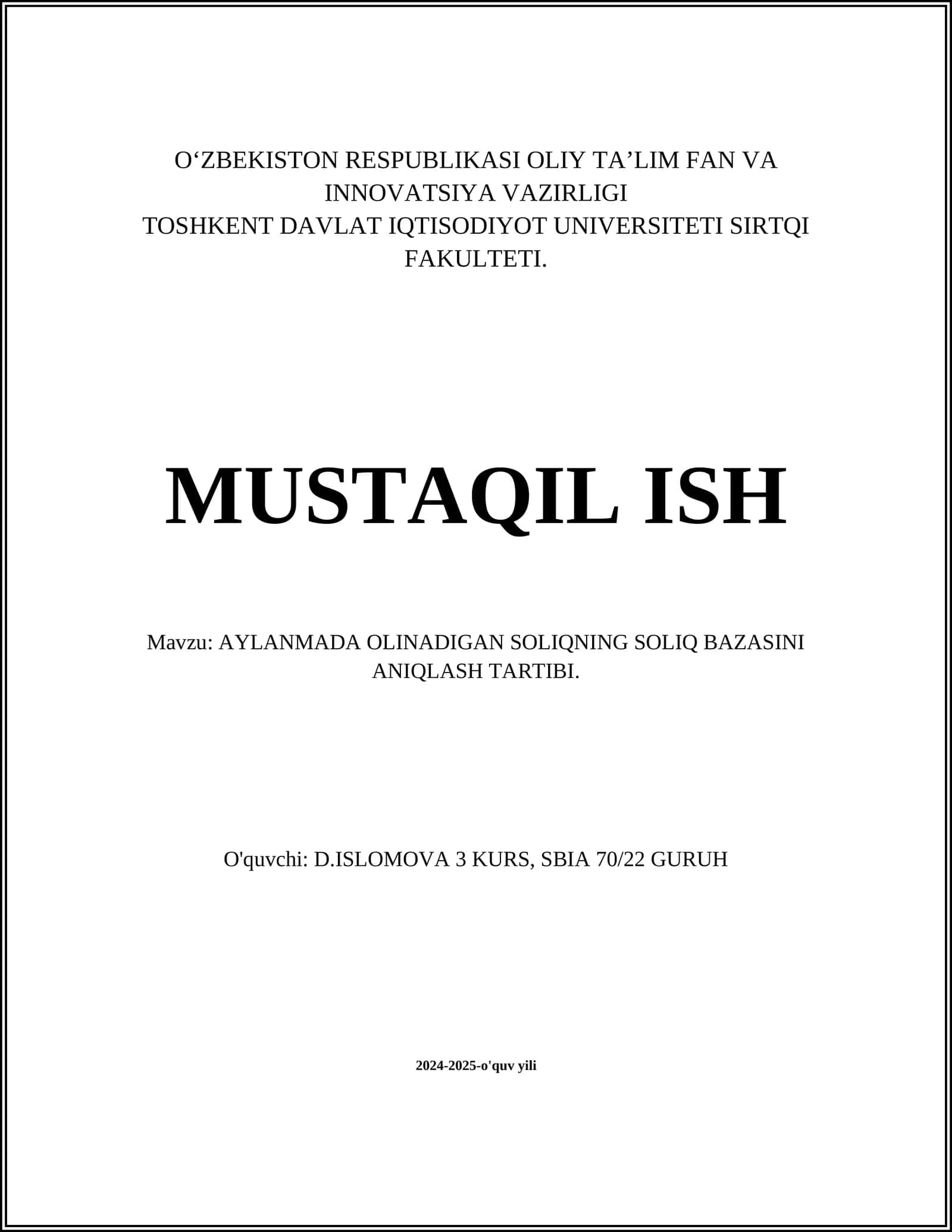 AYLANMADA OLINADIGAN SOLIQNING SOLIQ BAZASINI ANIQLASH TARTIBI 1