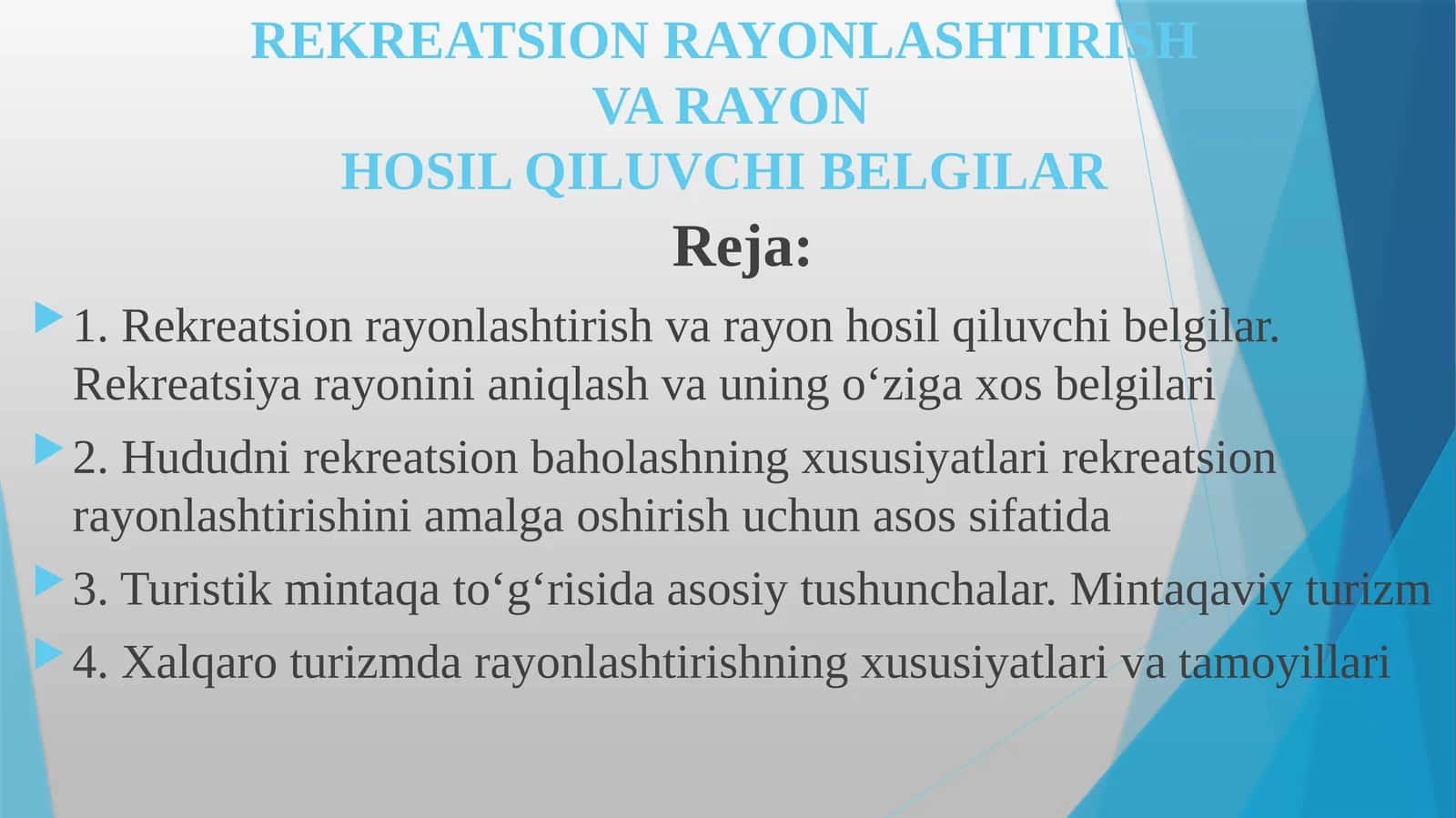 REKREATSION RAYONLASHTIRISHVA RAYONHOSIL QILUVCHI BELGILAR 1
