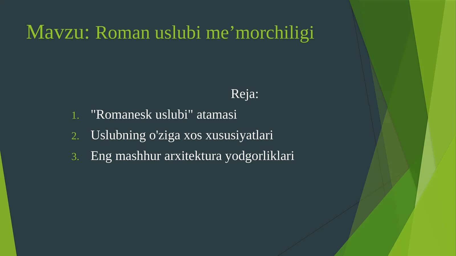 Roman uslubi me’morchiligi 1