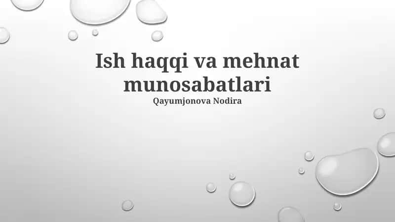 Mehnat Nizolari va Ularning Hal Etilishi 1