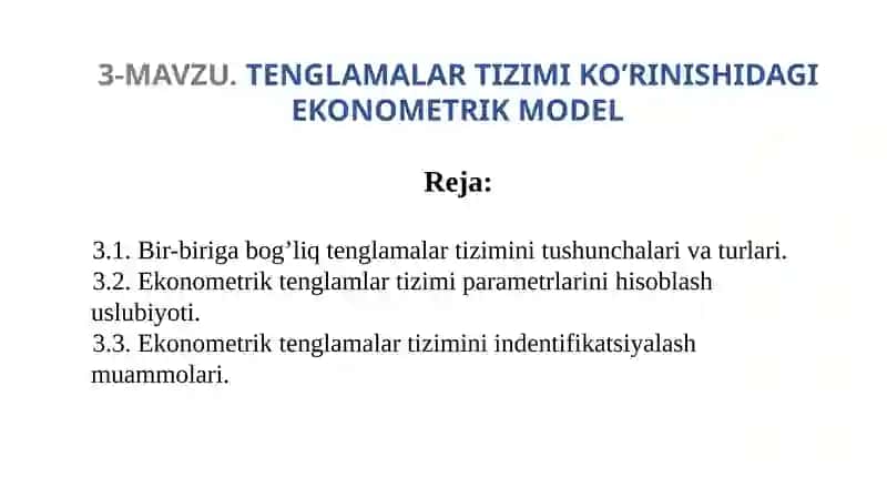 Ekonometrik tenglama tizimi 1