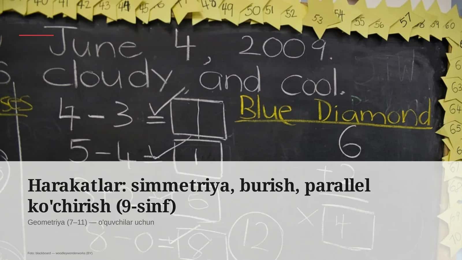 Harakatlar: simmetriya, burish, parallel ko'chirish (9-sinf) 1