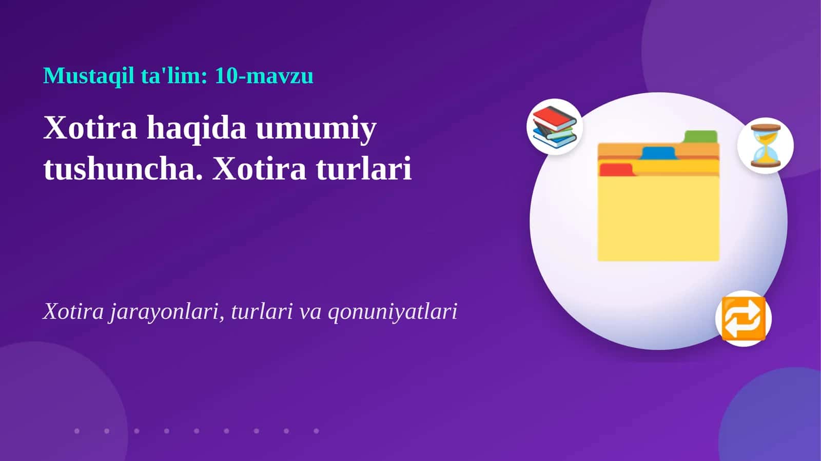 Xotira haqida umumiy tushuncha. Xotira turlari 1