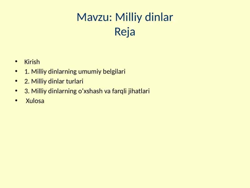 Milliy dinlar 1