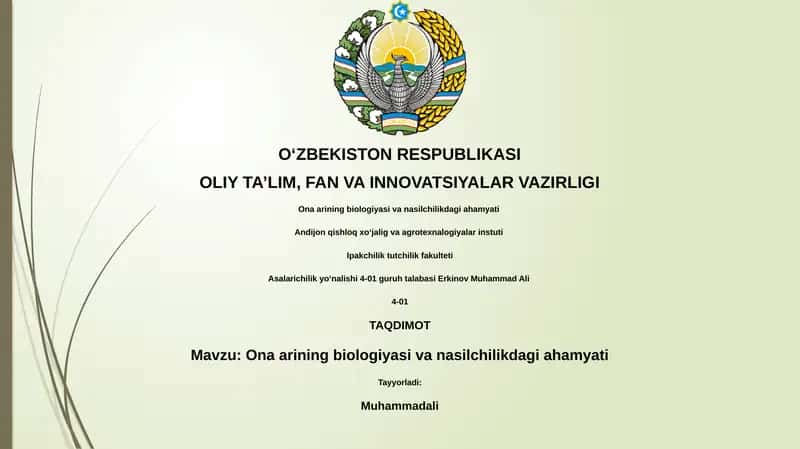 Ona arining biologiyasi va nasilchilikdagi ahamyati 1