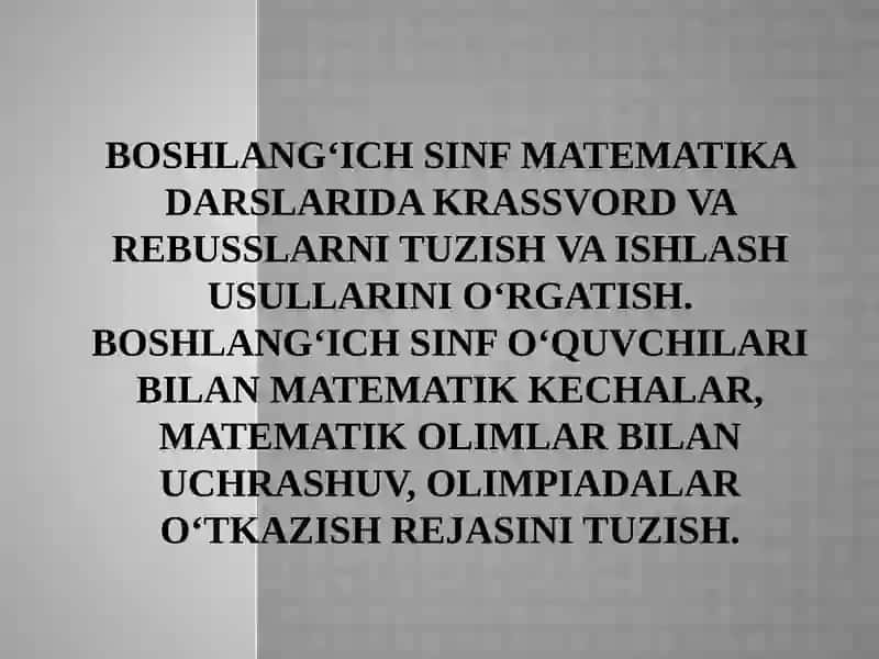 Boshlang‘ich sinf matematika darslari