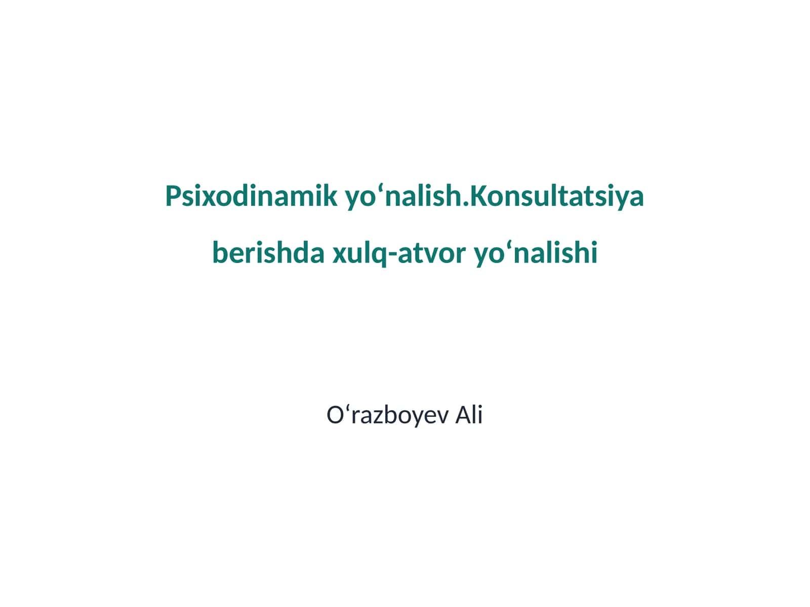 Psixodinamik yoʻnalish 1