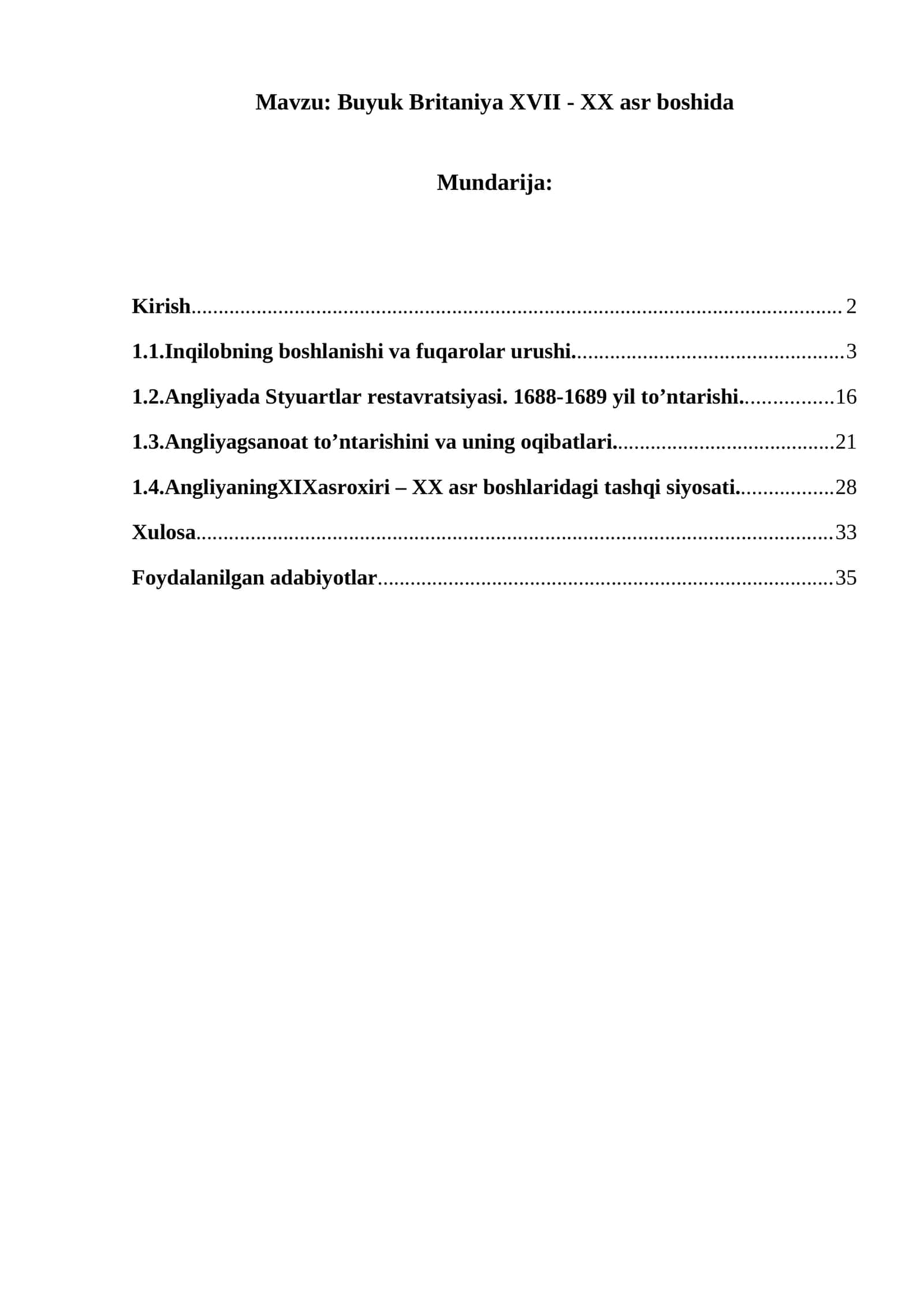 Buyuk Britaniya XVII - XX asr boshida 1