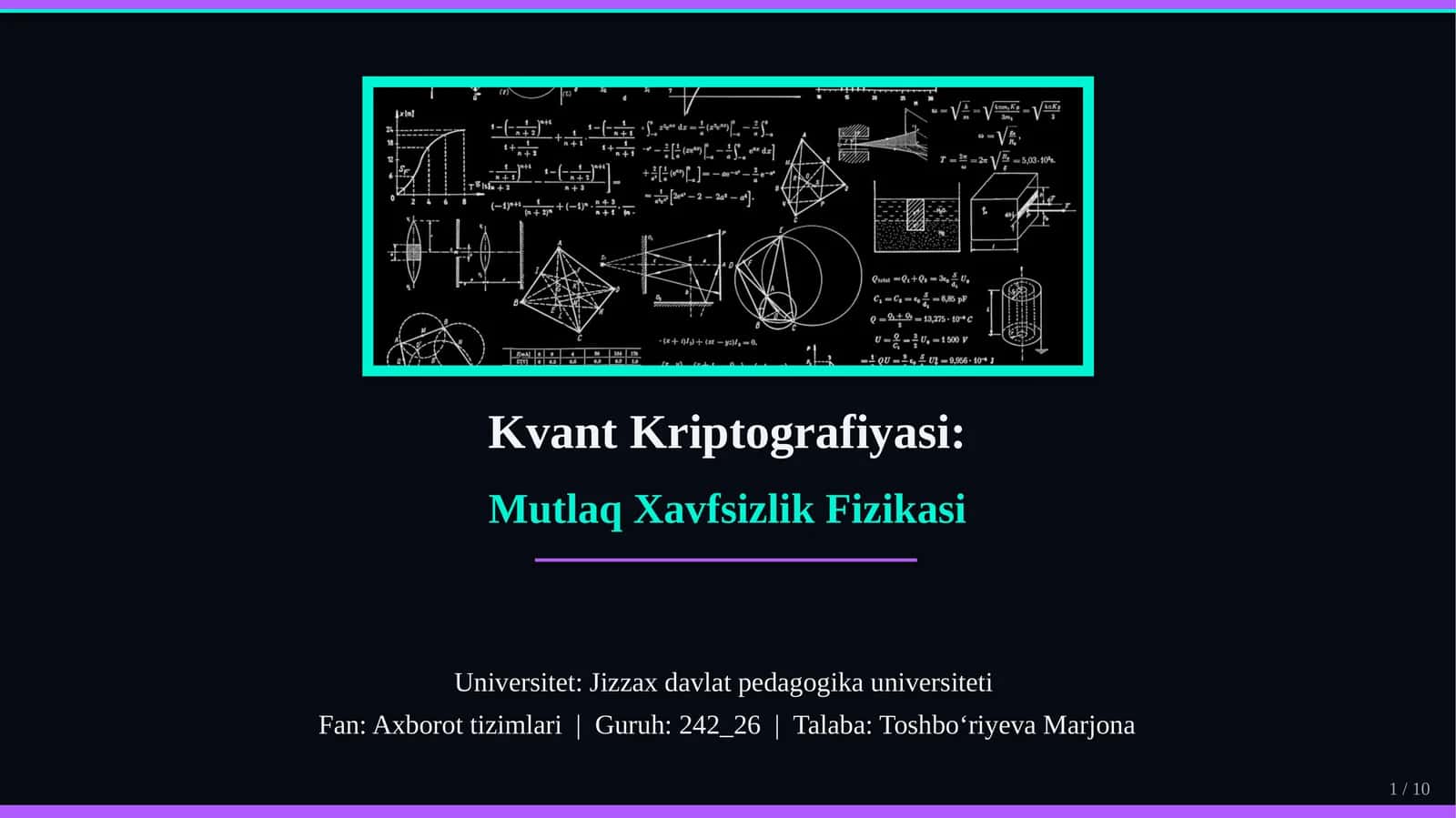 Kvant Kriptografiyasi 1