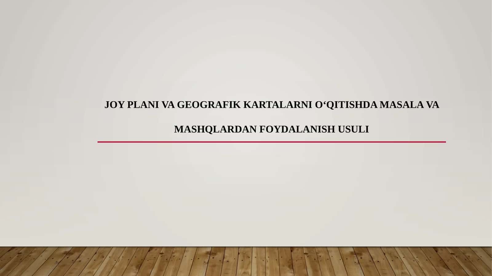 Joy plani va geografik kartalarni o‘qitishda masala va mashqlardan foydalanish usuli 1