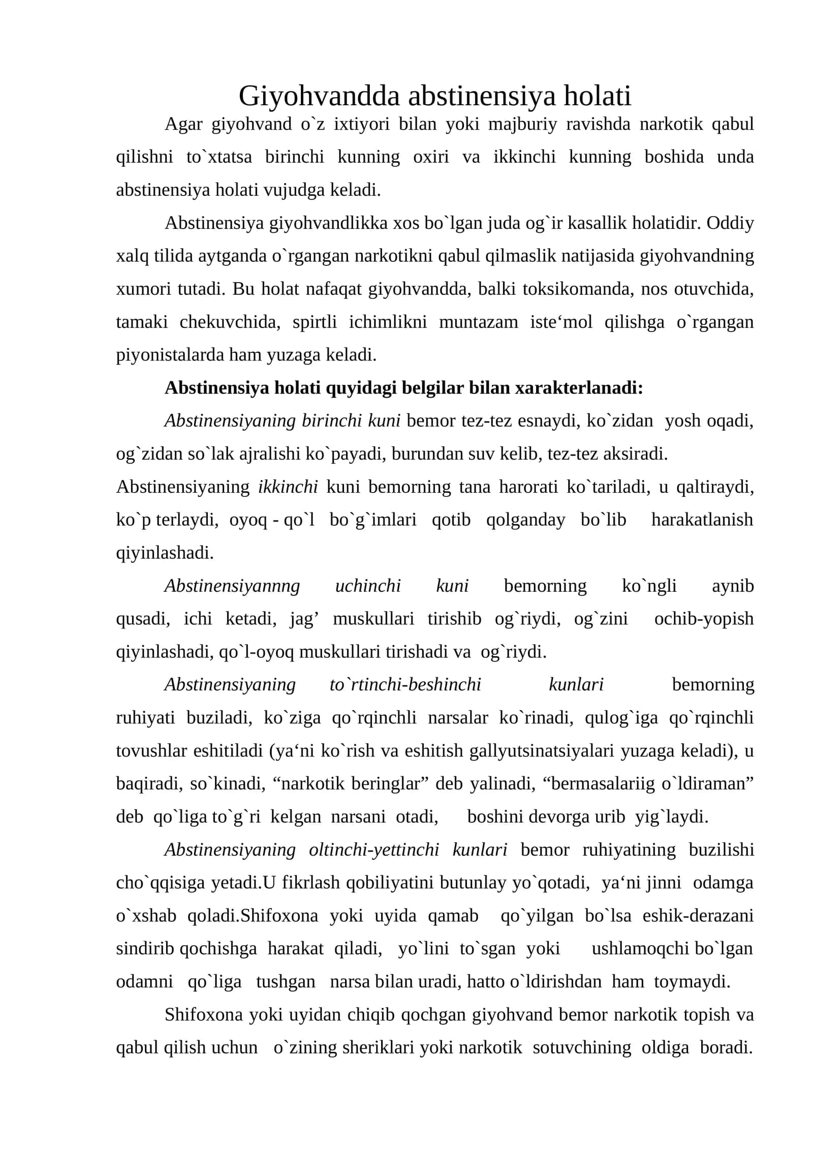 Giyohvandda abstinensiya holati 1