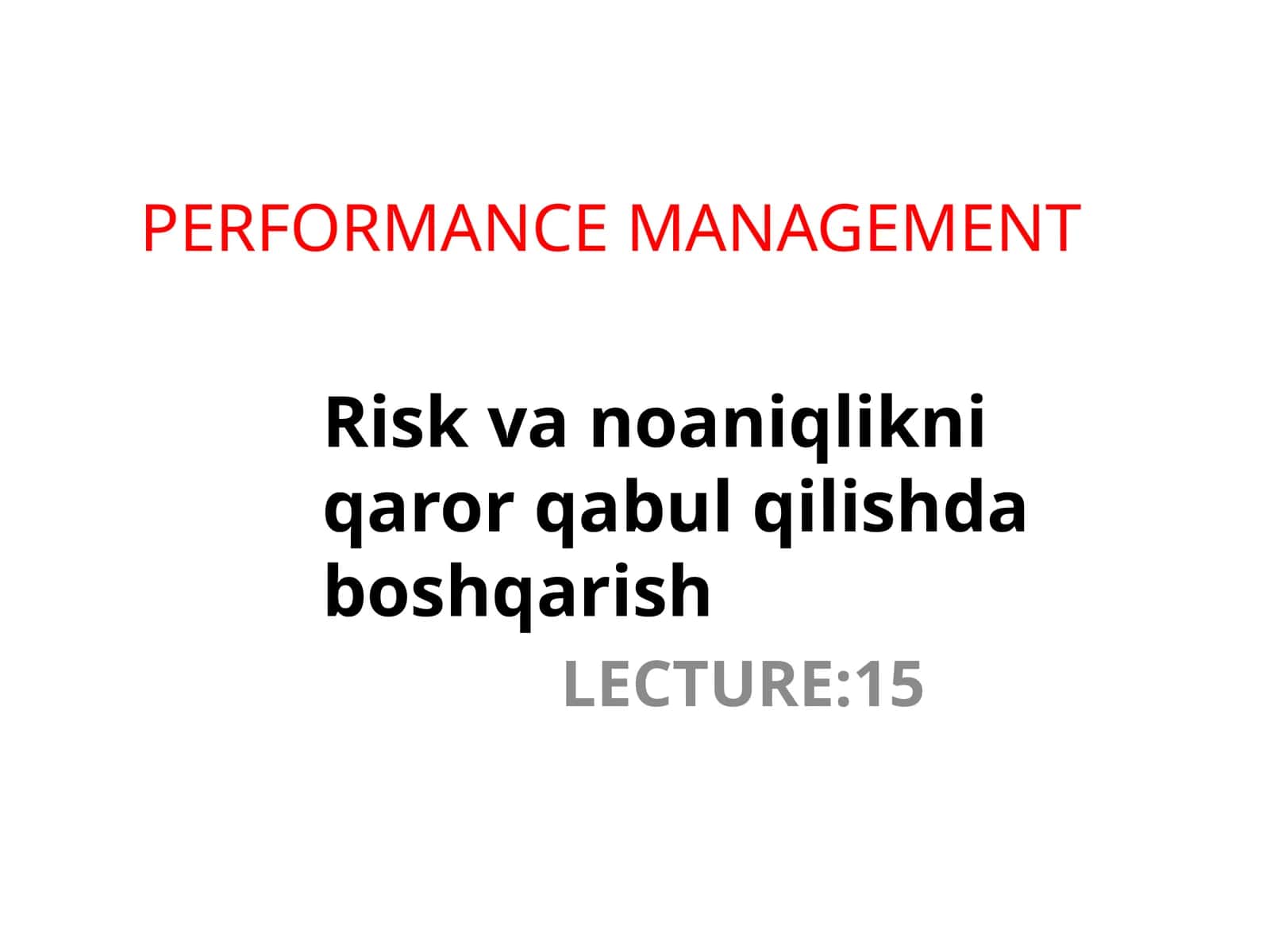 PERFORMANCE MANAGEMENT 1