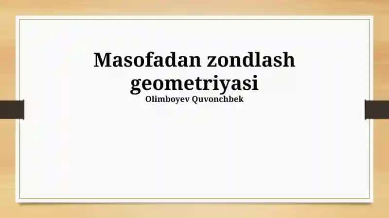 Masofadan zondlash geometriyasi 1
