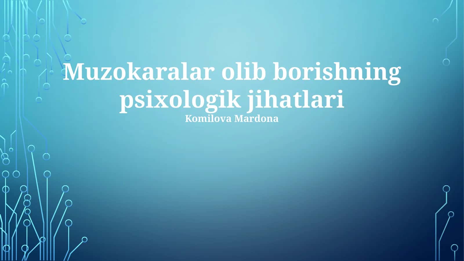 Muzokaralar olib borishning psixologik jihatlari 1
