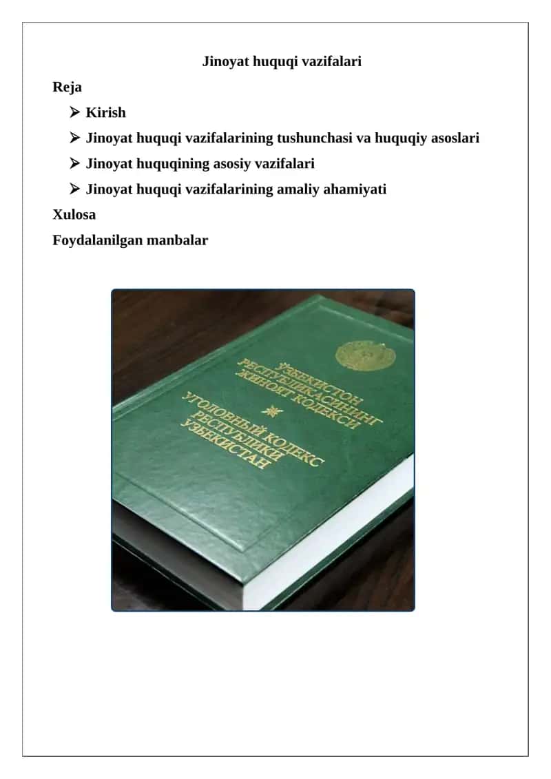 Jinoyat huquqi vazifalari 1
