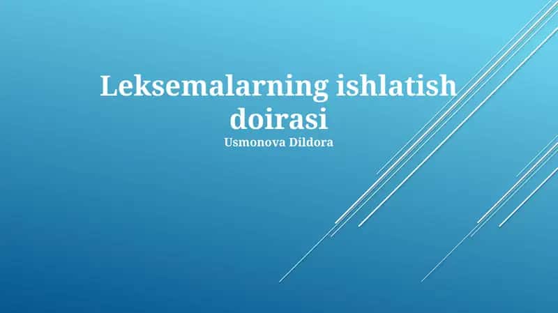 Leksemalarning ishlatish doirasi 1
