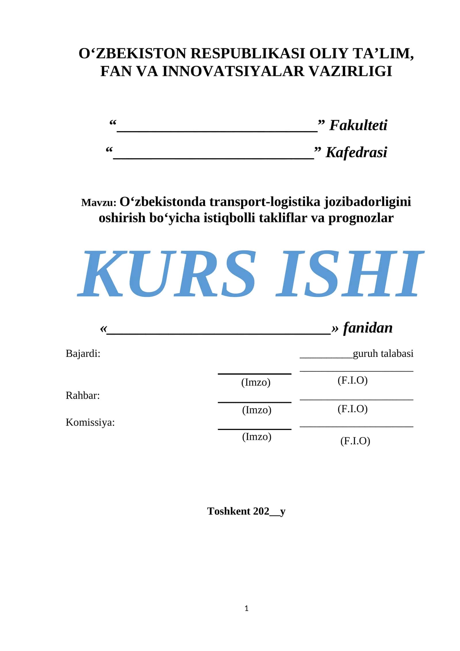 O‘zbekistonda transport-logistika jozibadorligini oshirish bo‘yicha istiqbolli takliflar va prognozlar 1