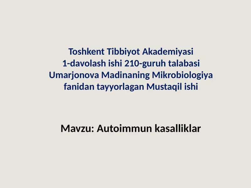 Autoimmun kasalliklar 1