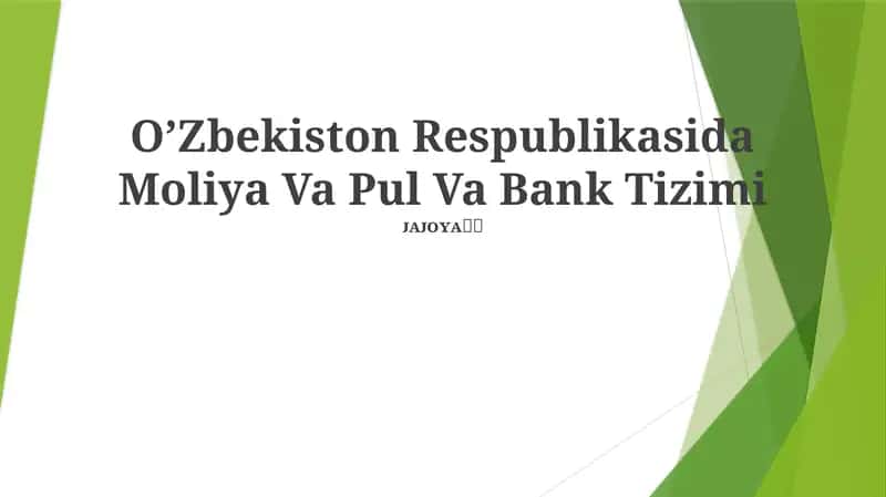 Moliya Va Pul Va Bank Tizimi 1