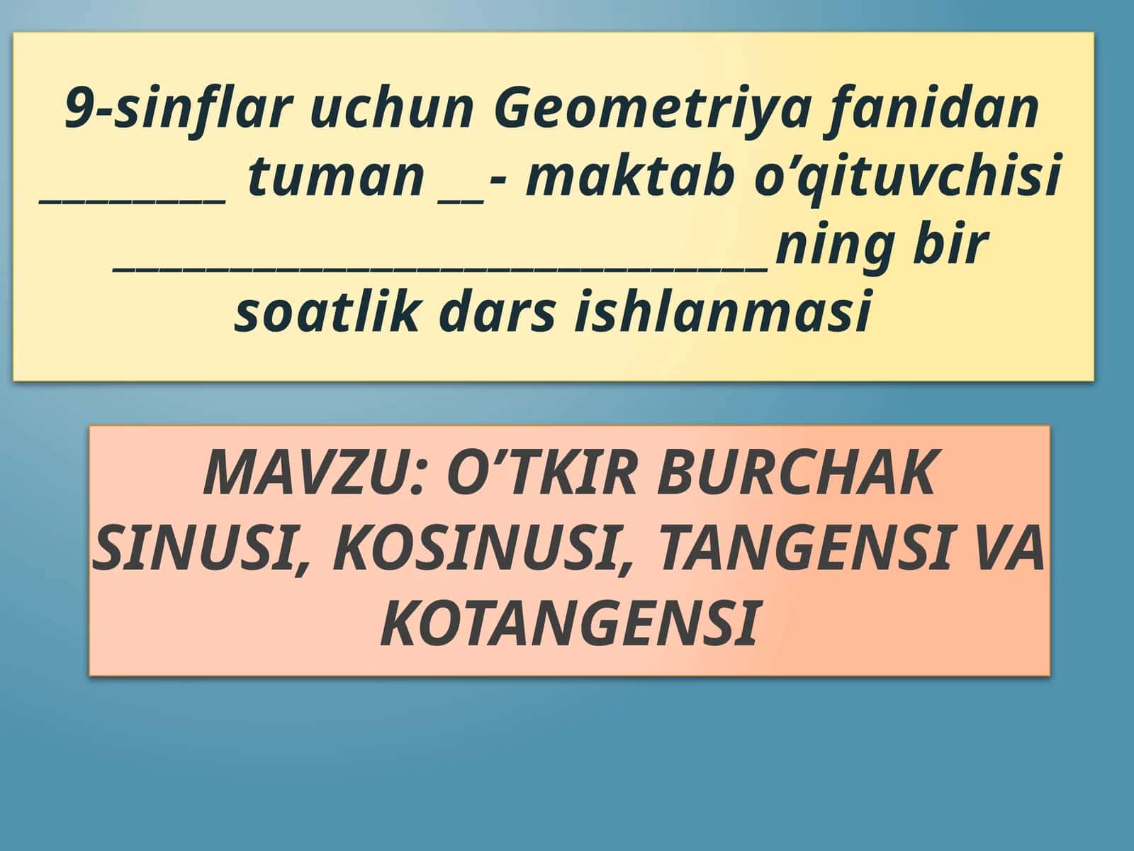 O’tkir burchak sinusi, kosinusi, tangensi va kotangensi 1