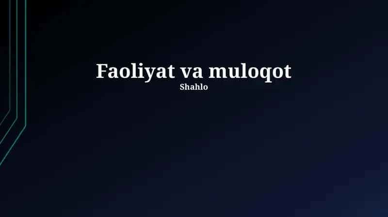 Faoliyat va Muloqot 1