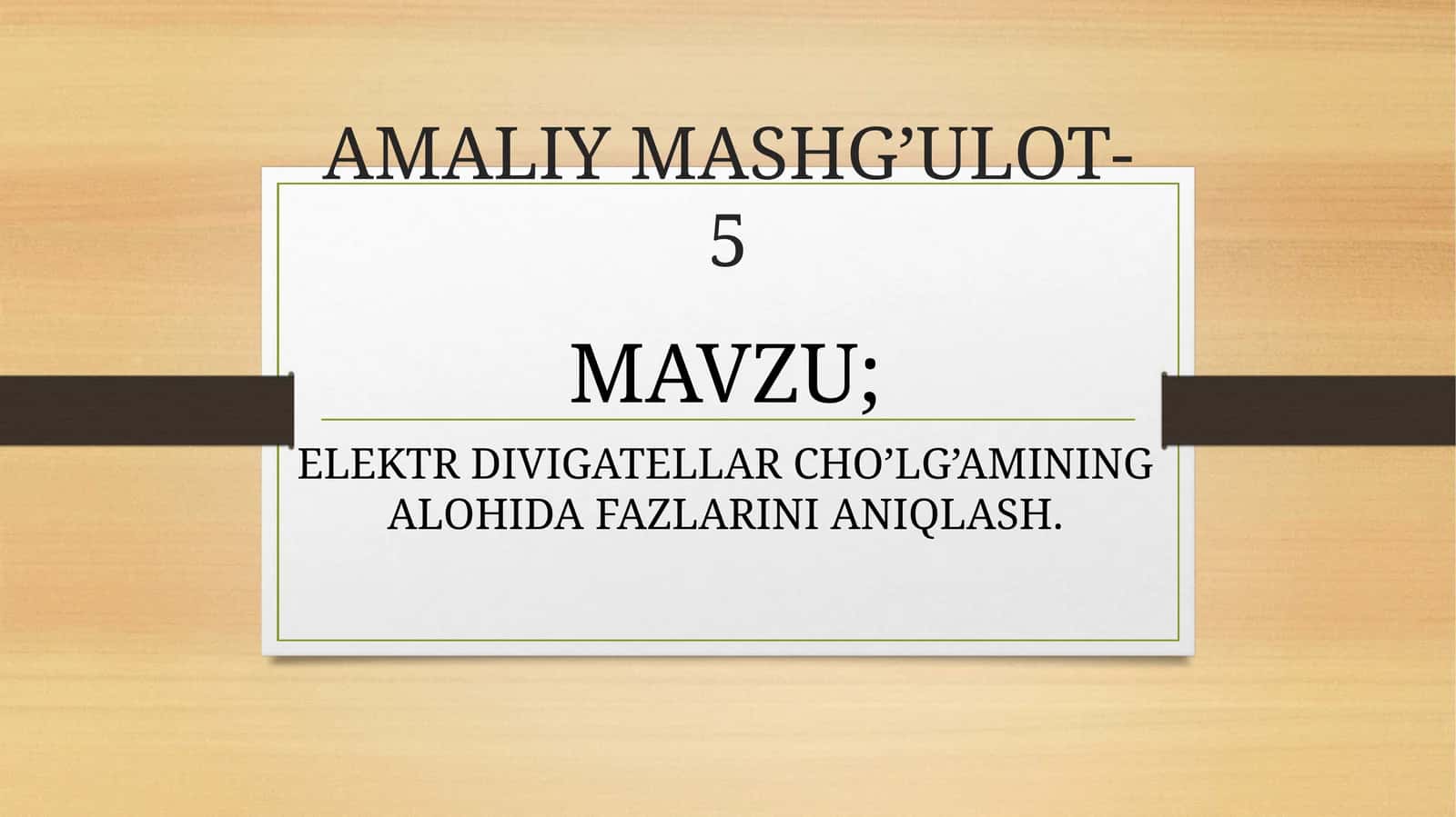 ELEKTR DIVIGATELLAR CHO’LG’AMINING ALOHIDA FAZLARINI ANIQLASH 1