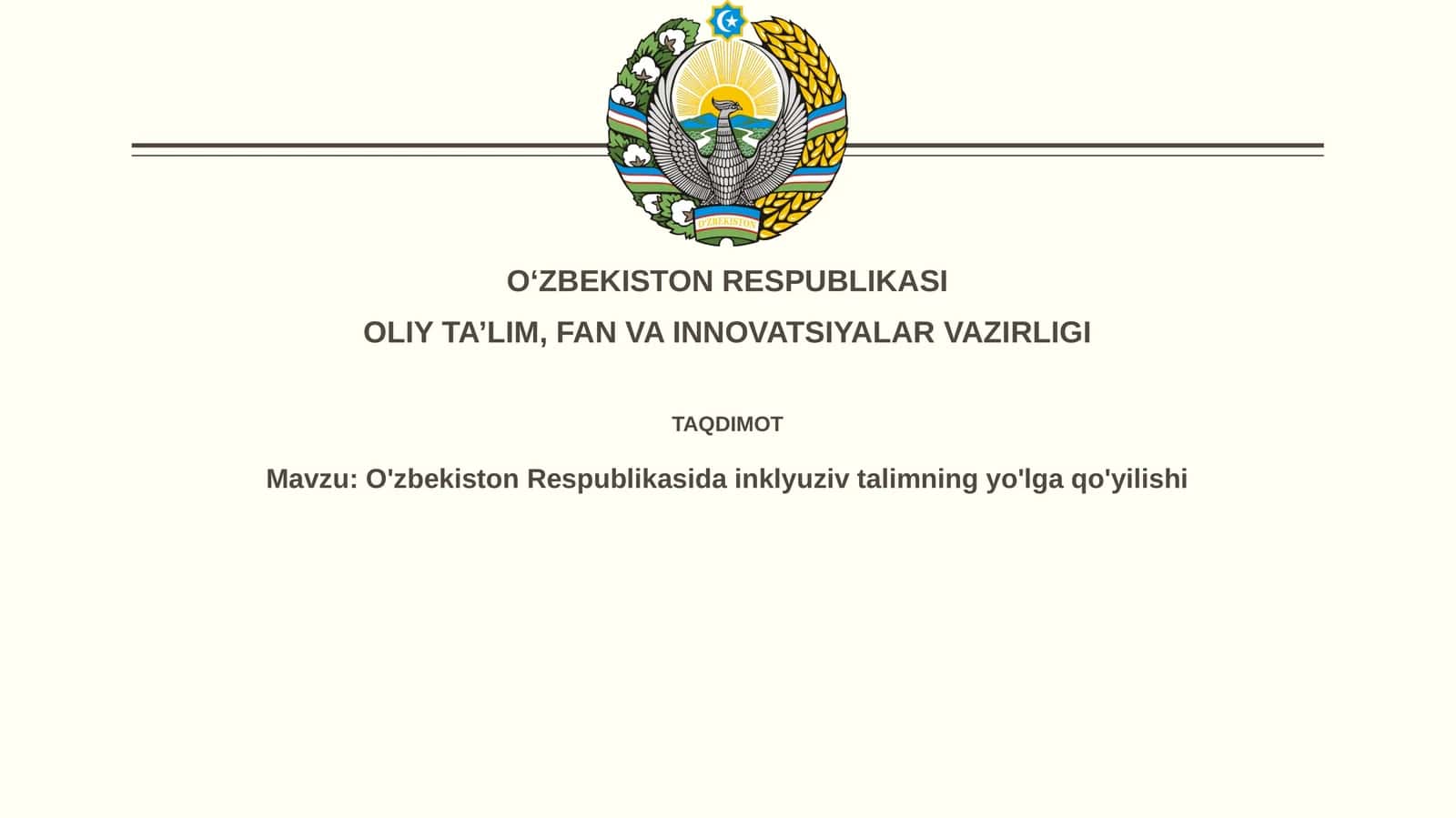 O'zbekiston Respublikasida inklyuziv ta'limning yo'lga qo'yilishi 1