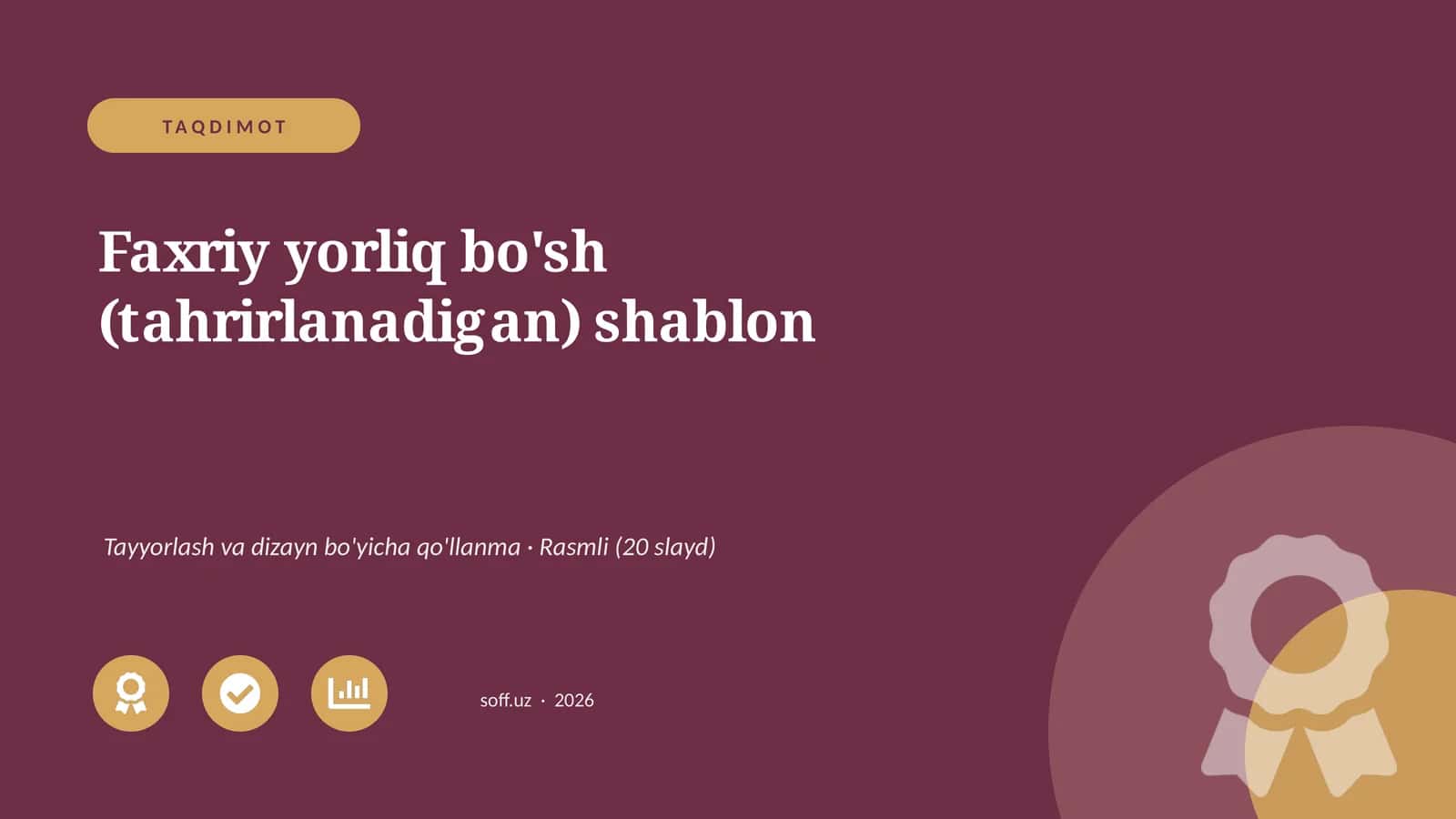 Faxriy yorliq bo'sh (tahrirlanadigan) shablon 1
