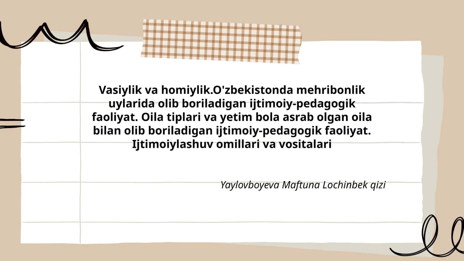 O'zbekistonda mehribonlik uylarida olib boriladigan ijtimoiy-pedagogik faoliyat 1
