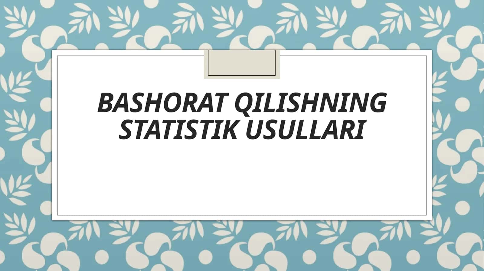 Bashorat qilishning statistik usullari 1