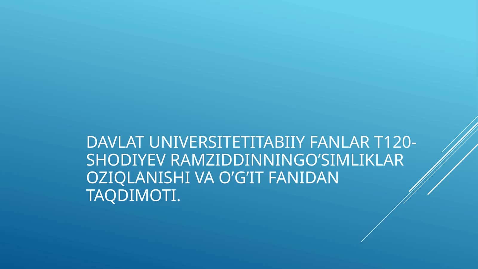 O’simliklar oziqlanishi va o’g’it fanidan taqdimoti 1