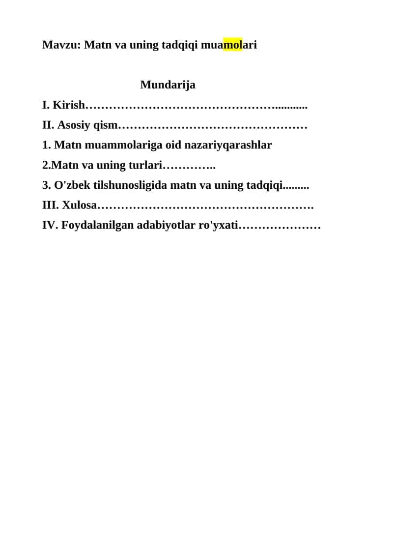 Matn va uning tadqiqi muamolari 1