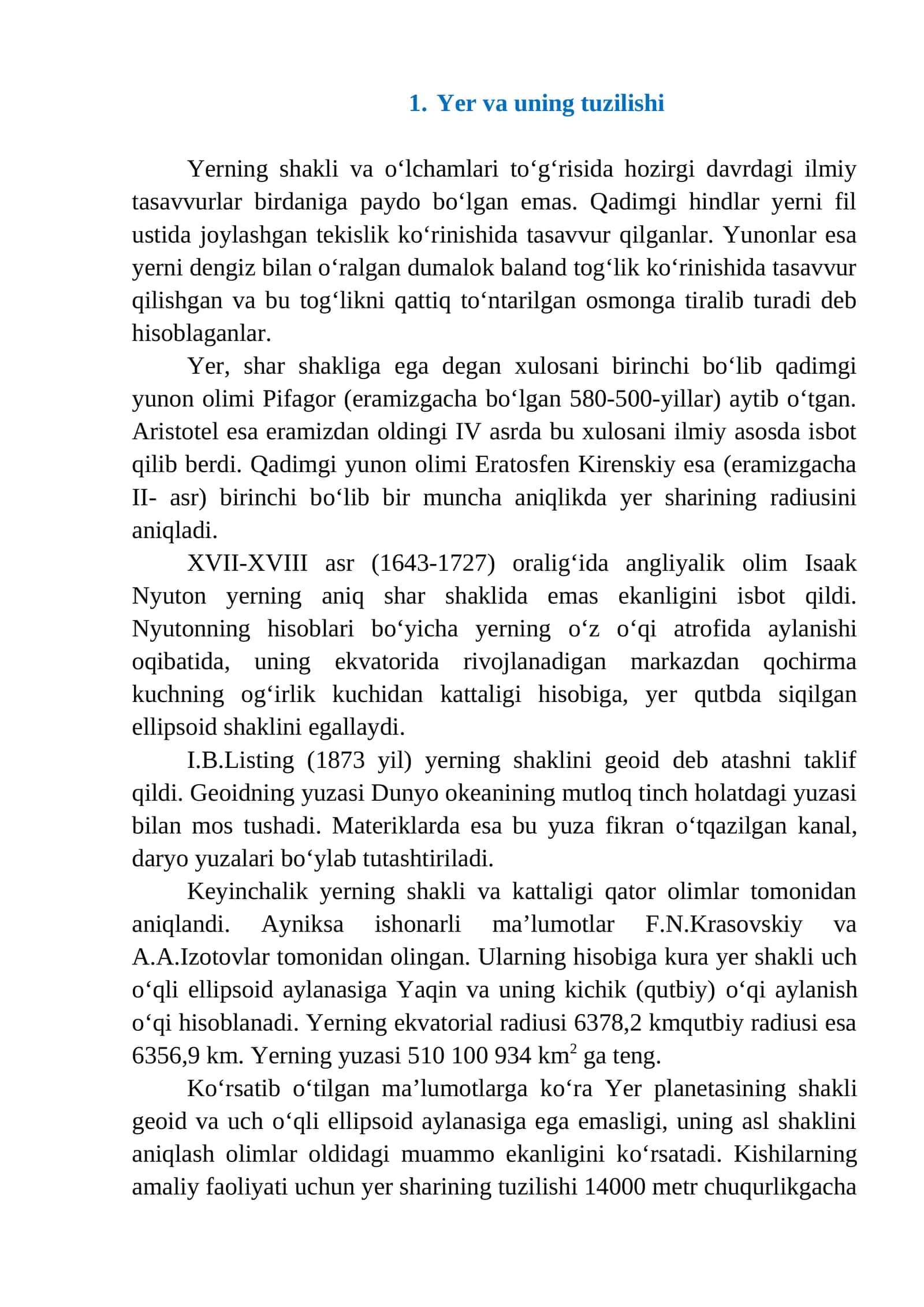 Yer va uning tuzilishi 1